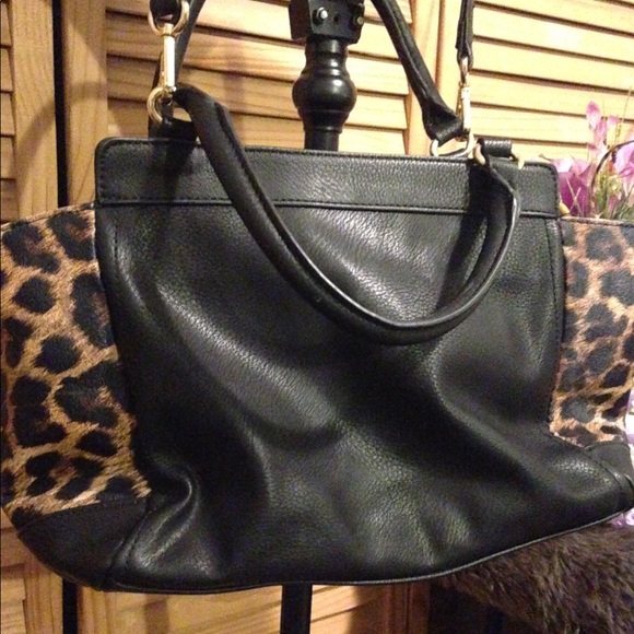 Black leopard shoulder bag with red lining - Picture 3 of 8